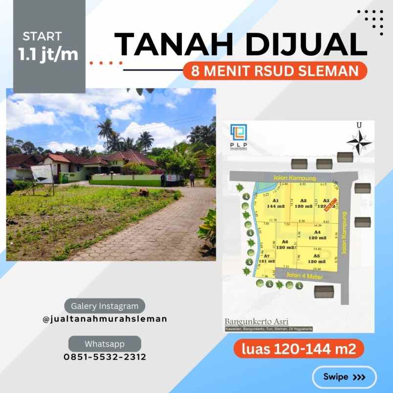 tanah murah hanya 1 1 jt meter dekat rsud sleman