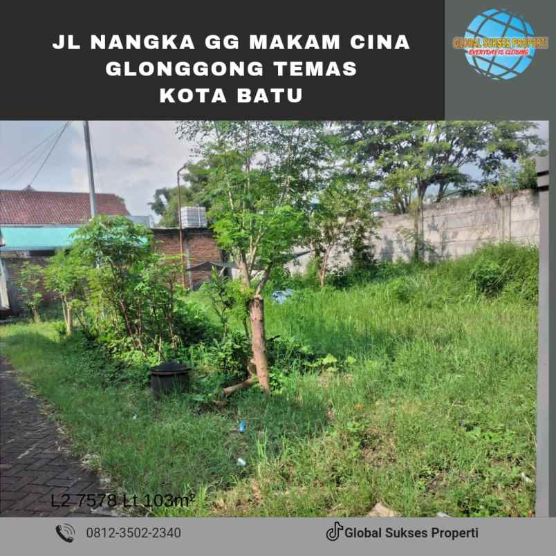 tanah siap bangun di area pemukiman temas kota batu