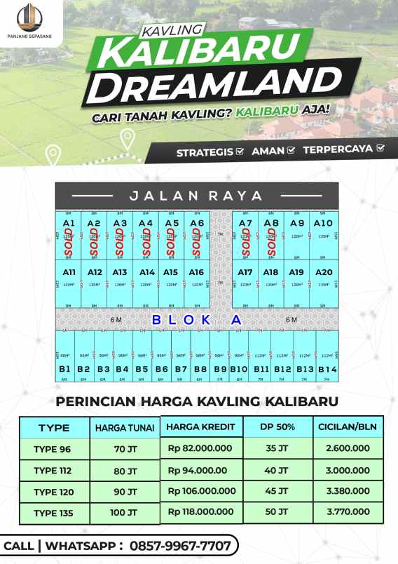 tanah siap bangun di kalibaru dekat pasar