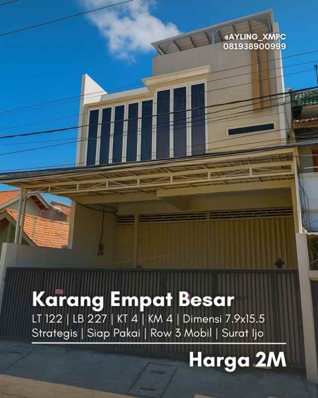 dijual ruko gudang kantor ruko karang empat besar