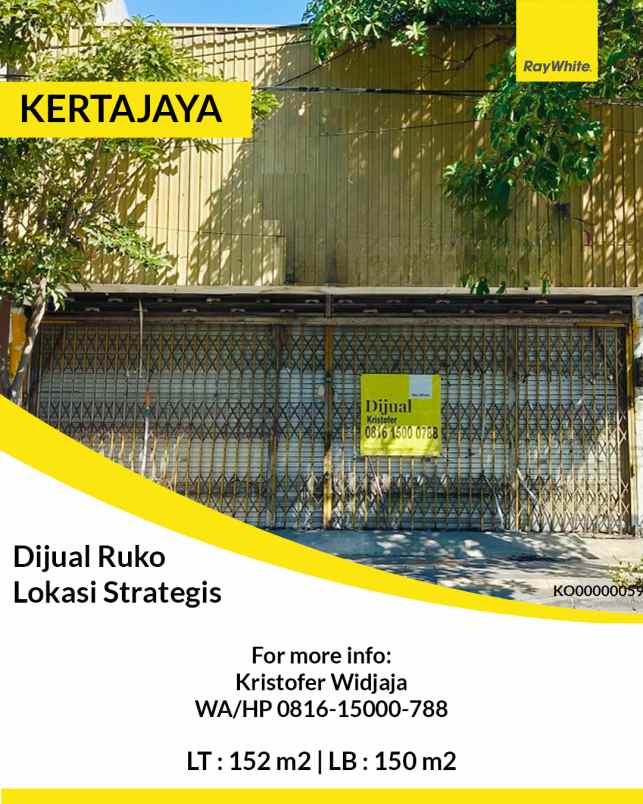 dijual ruko strategis di jalan raya kertajaya surabaya