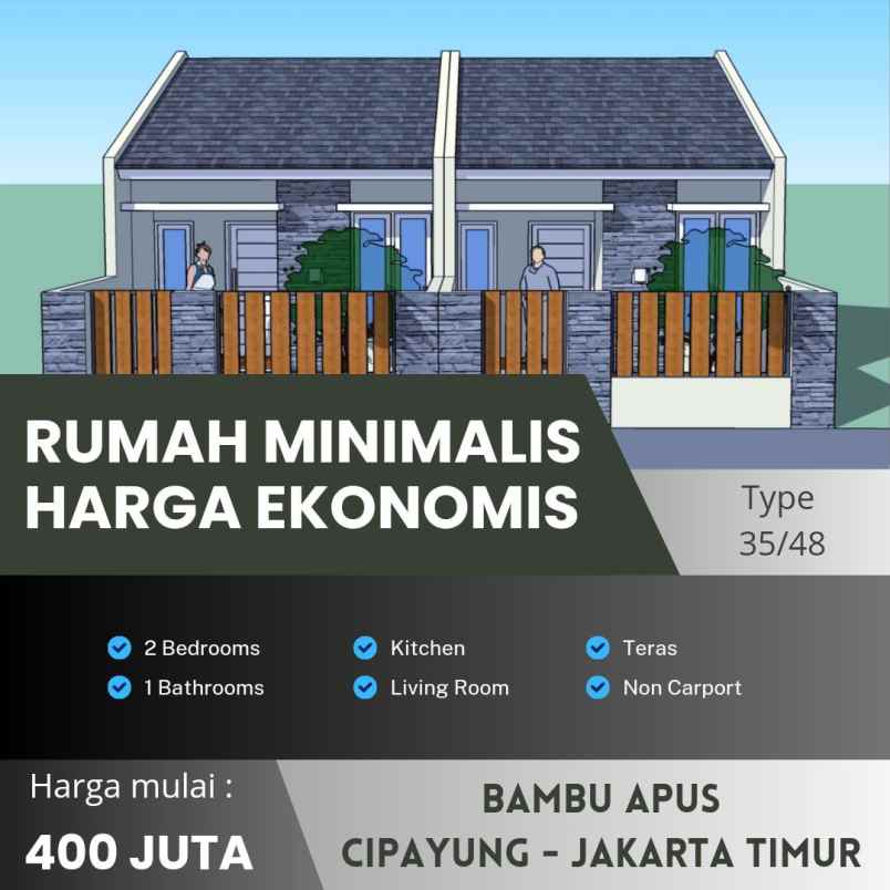 dijual rumah bambu apus cipayung