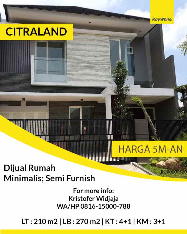 dijual rumah citraland surabaya