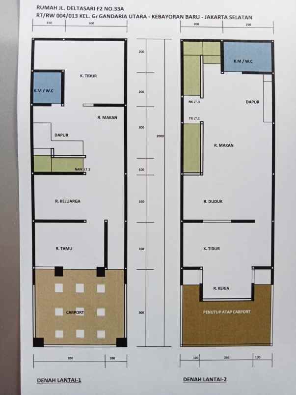 dijual rumah gandaria utara