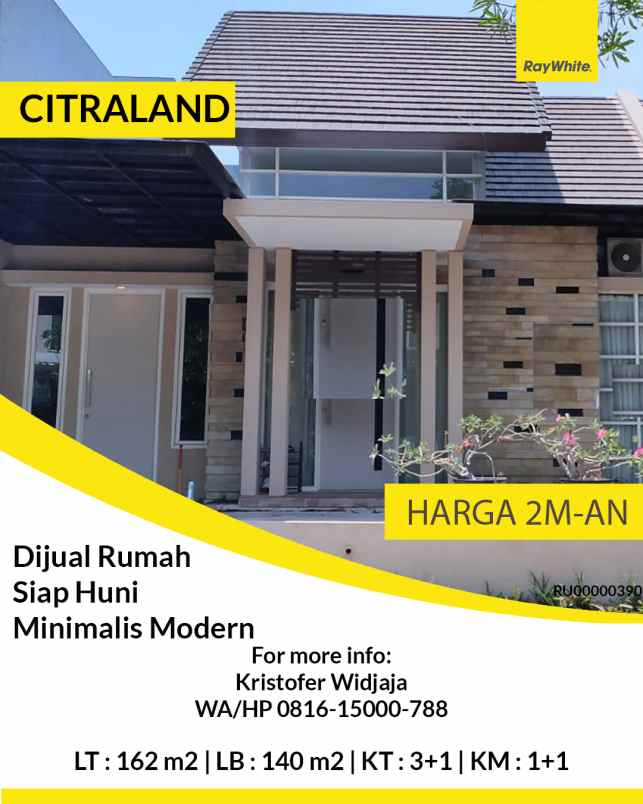 dijual rumah golf avenue citraland surabaya