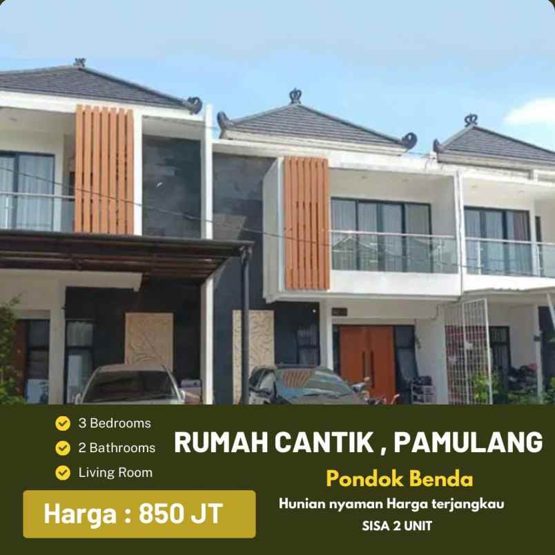 dijual rumah jalan raya benda barat