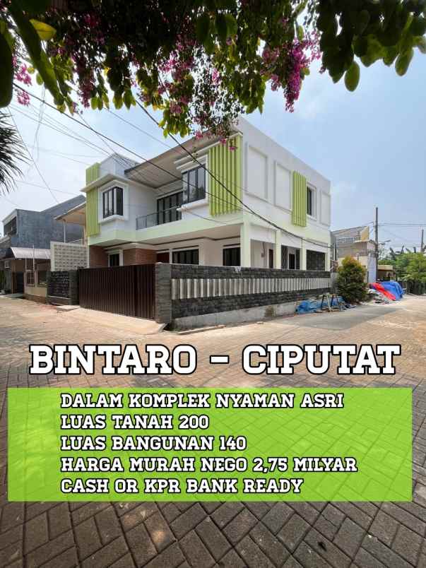 dijual rumah jalan raya bintaro nempel