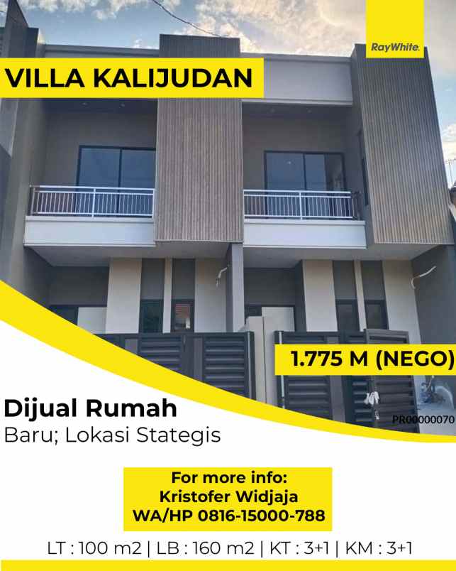 dijual rumah villa kalijudan indah