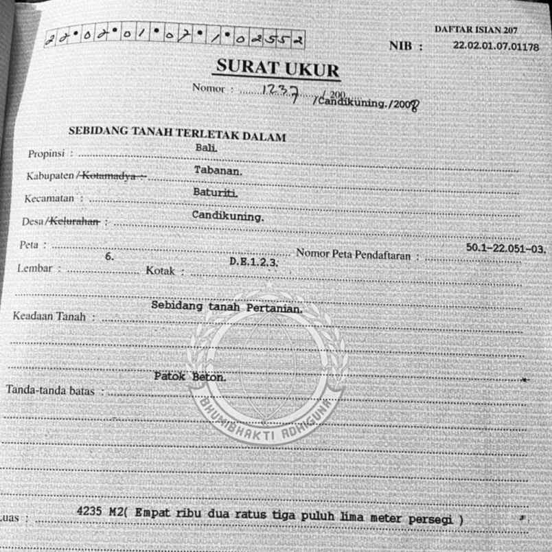 dijual tanah bedugul