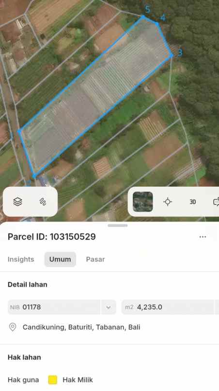 dijual tanah bedugul