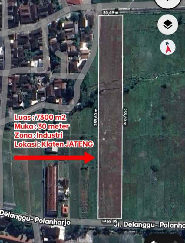 dijual tanah delanggu klaten jateng