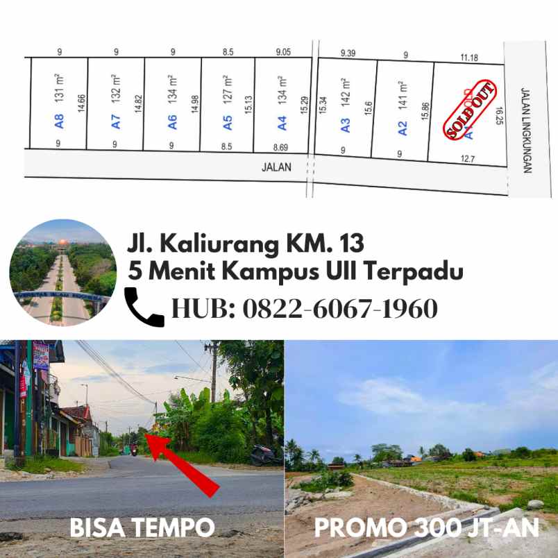 dijual tanah jl kaliurang km 13