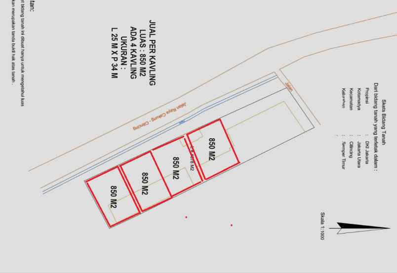 dijual tanah jl raya cakung cilincing