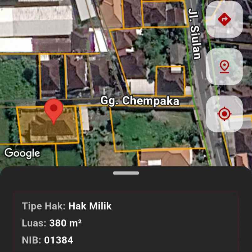 dijual tanah jl siulan