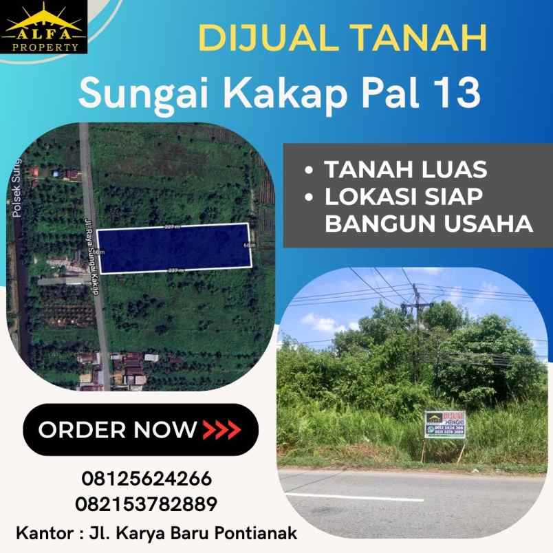 dijual tanah jl sungai kakap pal 13