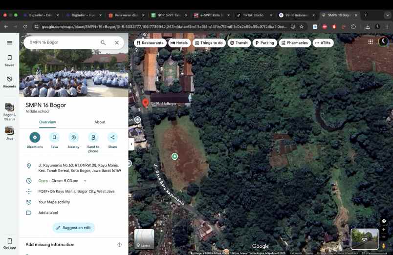 dijual tanah smpn 16 kota bogor