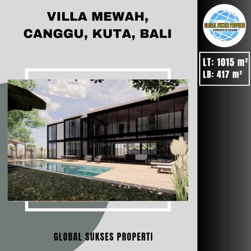 dijual villa jalan pantau mejan canggu