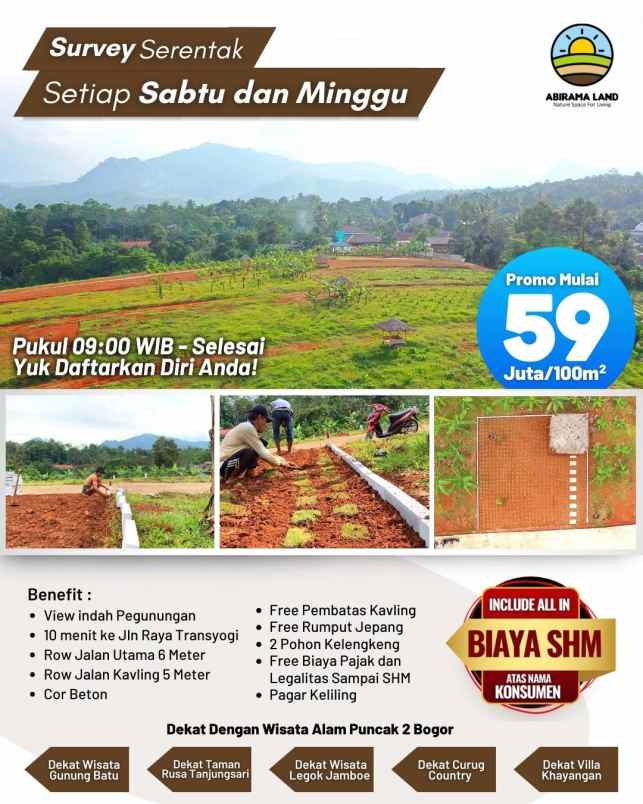 kavling villa shm abirama land puncak 2 bogor