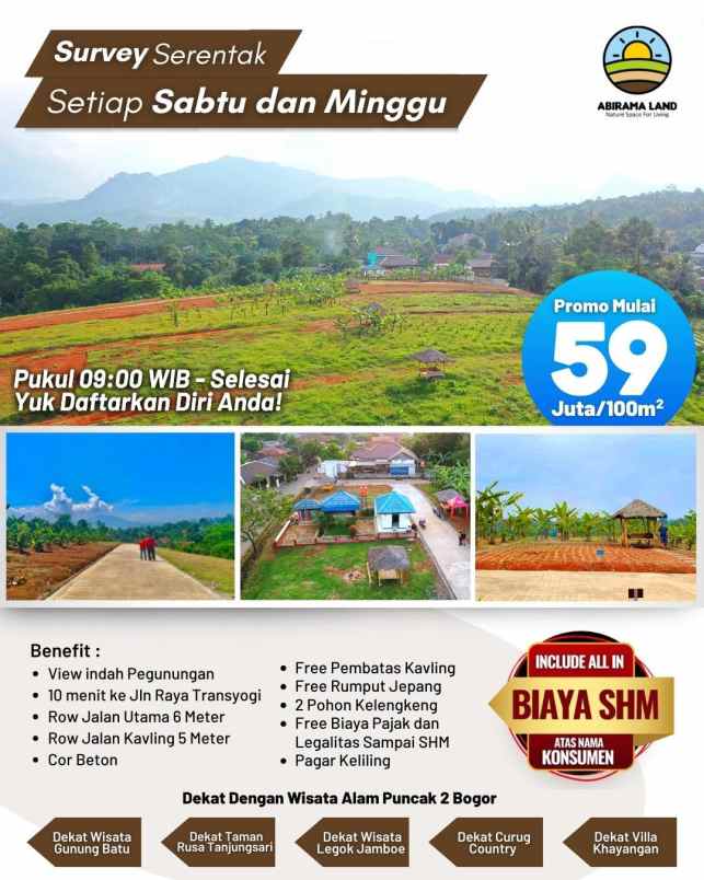 kavling villa shm abirama land puncak 2 bogor