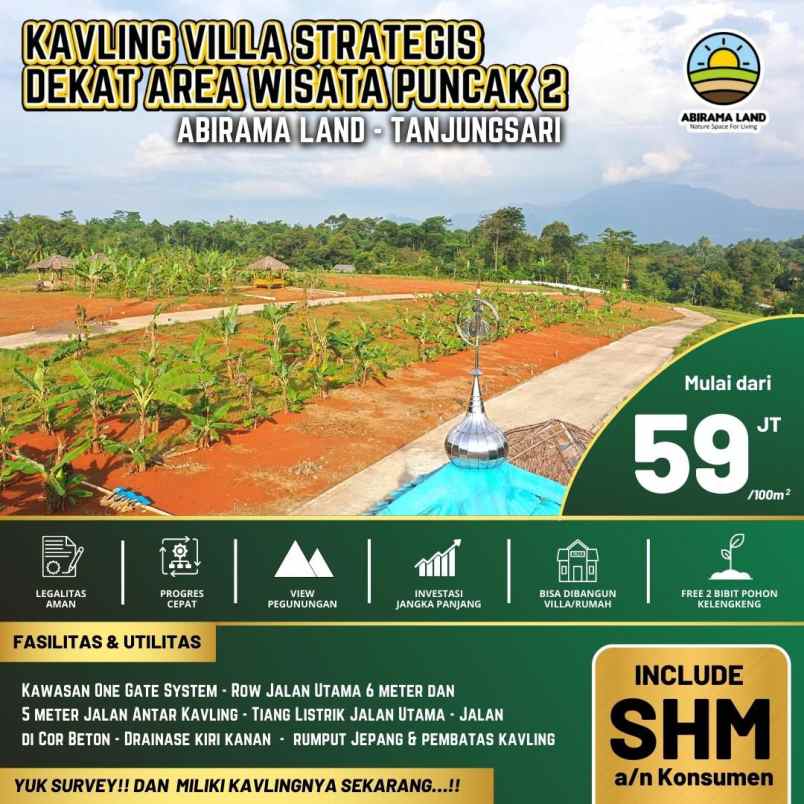 kavling villa shm abirama land puncak 2 bogor