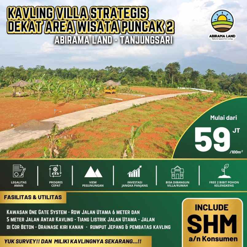 kavling villa shm abirama land puncak 2 bogor