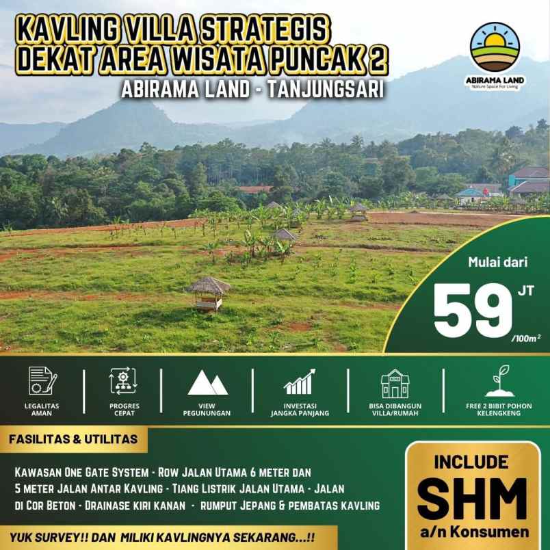 kavling villa shm abirama land puncak 2 bogor