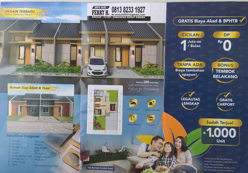 perumahan subsidi hanya 500 ribu booking fee di bekasi