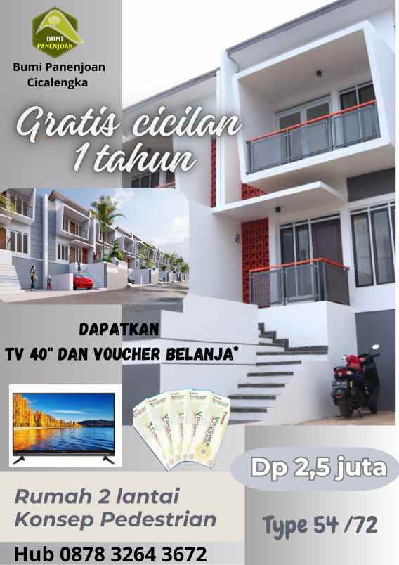 rumah 2 lantai dp termurah free cicilan 1 tahun