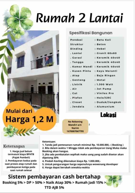 rumah baru dalam cluster di pondok kopi jakarta timur