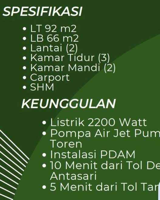 rumah baru readystok tanah baru beji depok