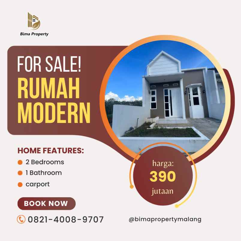 rumah bergaya modern akses jalan bagus lebar