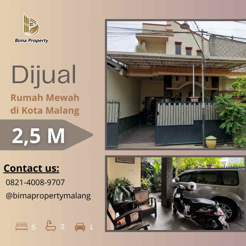 rumah mewah 2 lantai di kota malang