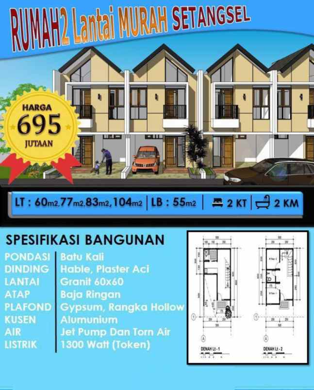 rumah murah 2 lantai di pocis tangerang selatan