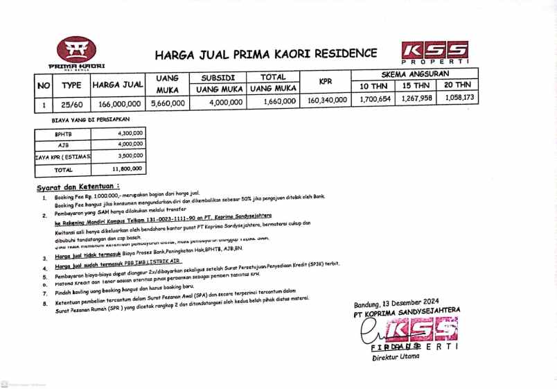 rumah murah bersubsidi prima kaori residence