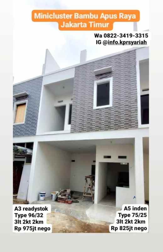 rumah ready minicluster bambu apus raya jakarta timur