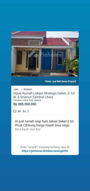 rumah siap huni di tambun utara