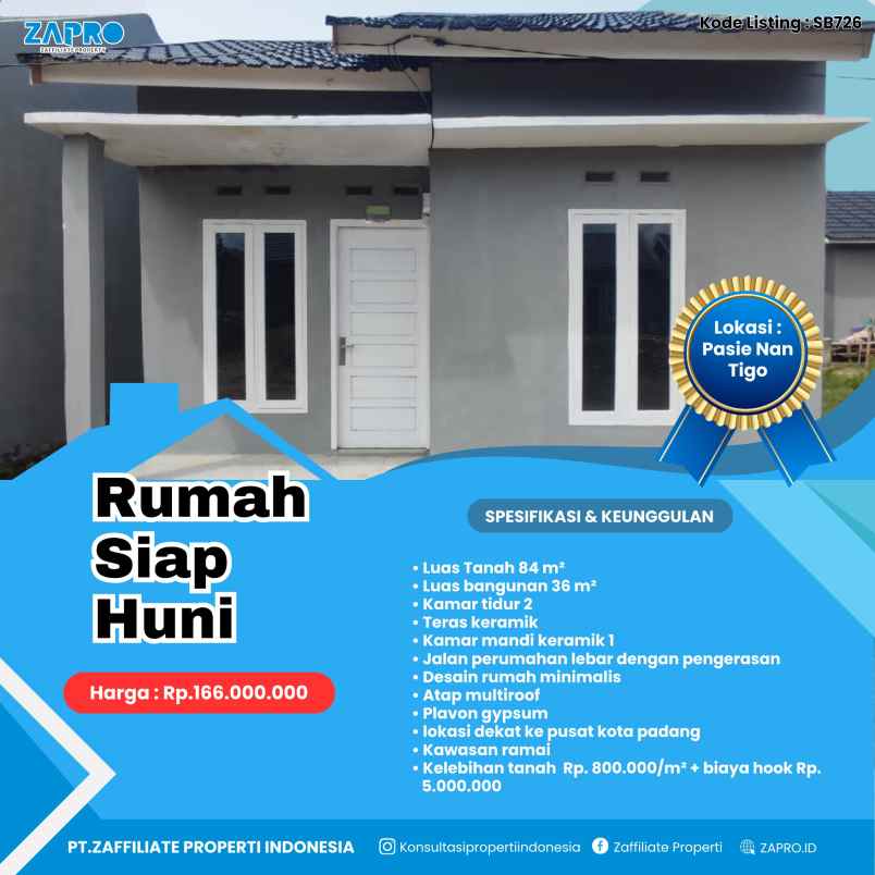 rumah siap huni murah di padang