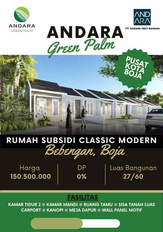 rumah subsidi andara green palm boja kab kendal