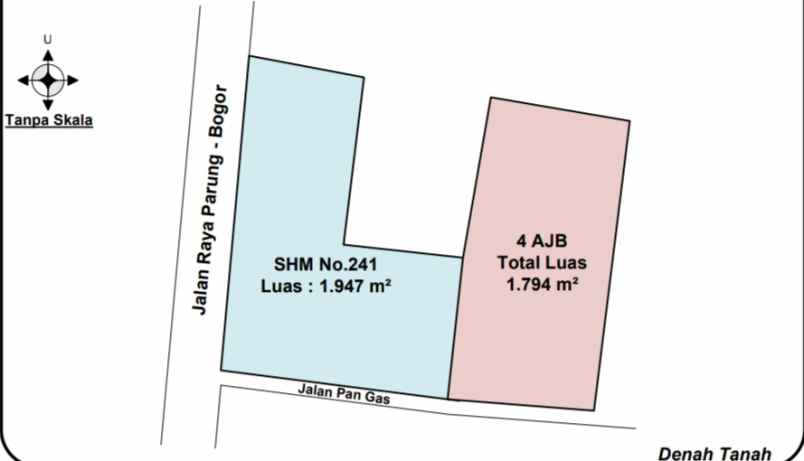 tanah datar pinggir jalan raya provinsi parung bogor