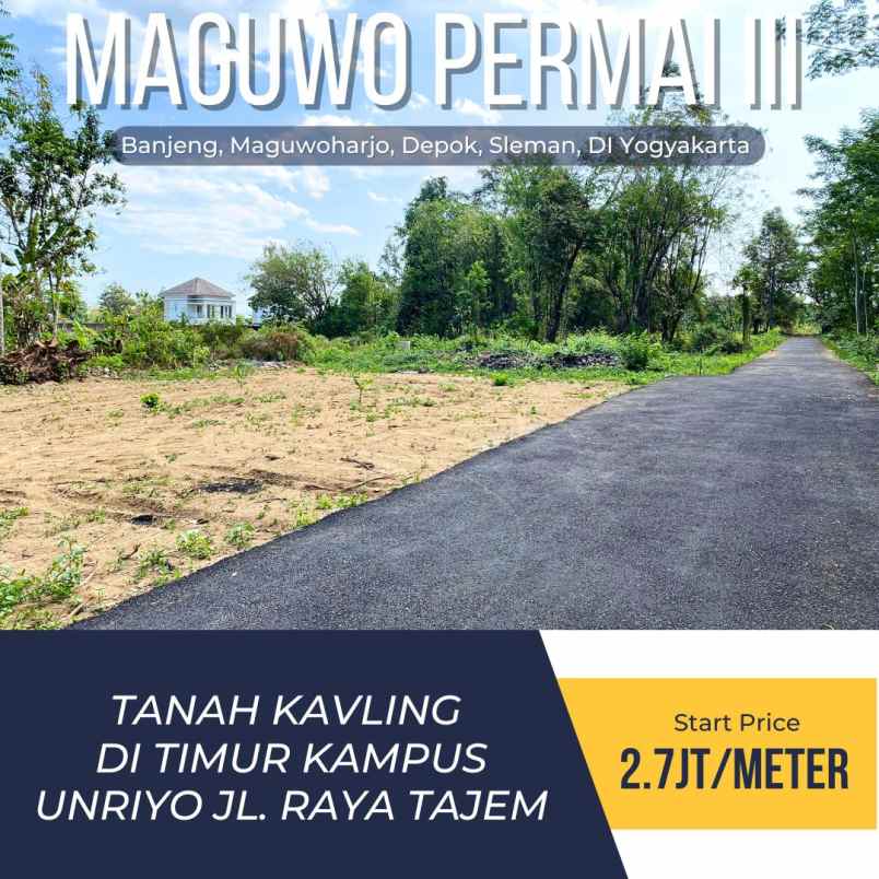 tanah kavling murah 2 7jt meter di timur jl raya tajem