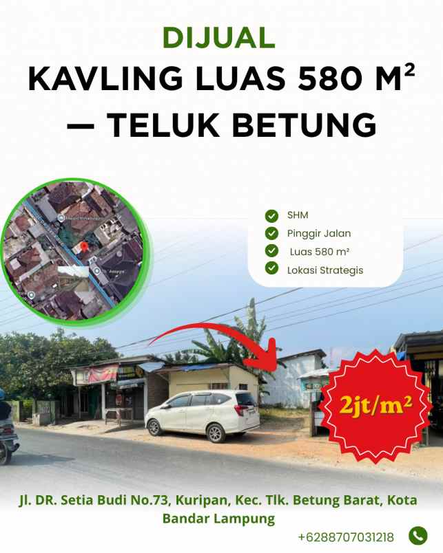 tanah kavling teluk betung barat bandar lampung