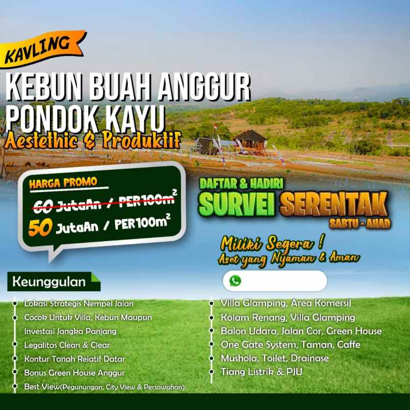 tanah kavling wisata pondok kayu estetik kebun anggur