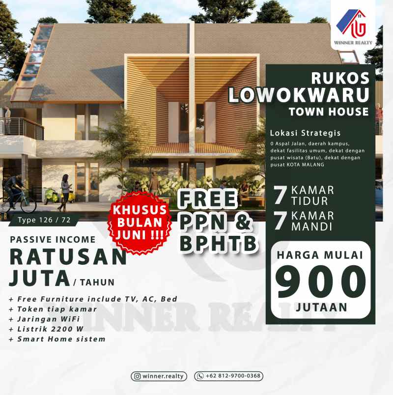 the lowokwaru townhouse rukos premium murah di malang