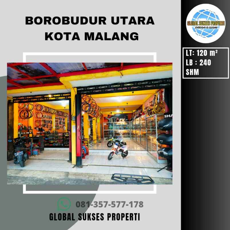 dijual ruko gudang kantor jl borobudur utara