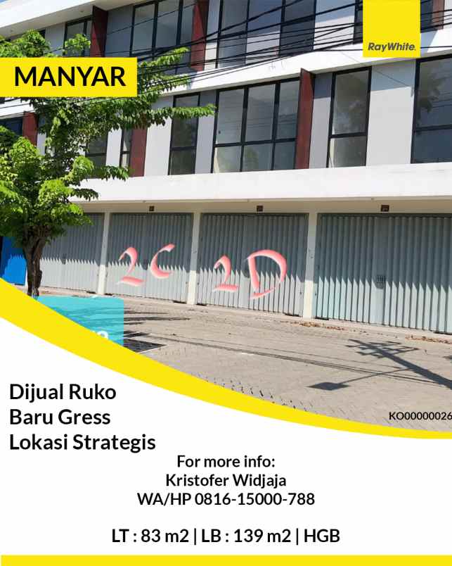 dijual ruko gudang kantor raya manyar jaya surabaya