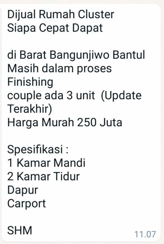 dijual rumah bangunjiwo kasihan bantul