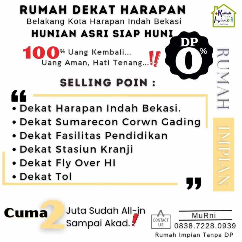 dijual rumah harapan indah bekasi