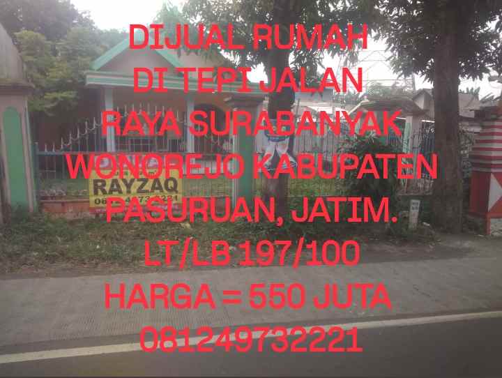 dijual rumah jalan raya surabanyak
