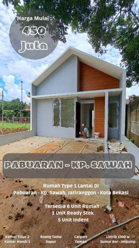 dijual rumah jl kp sawah pabuaran