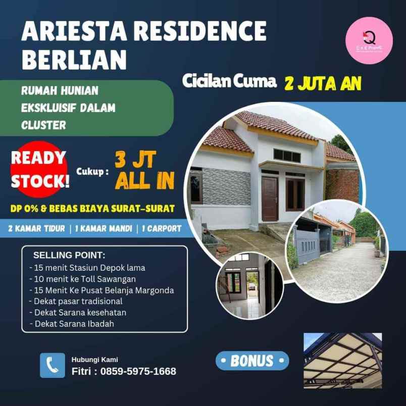 dijual rumah jl raya bedahan